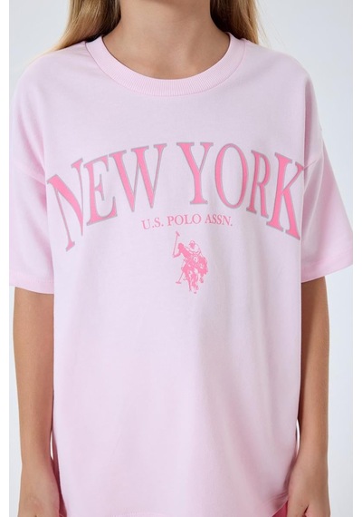 U.S. Polo Assn. Kız Çocuk 2 Li Şort T-şhirt Takım Koyu Pembe-2331 Koyu Pembe