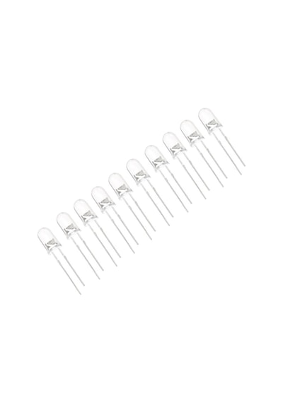 5mm Şeffaf Mantar Led Beyaz Işık Yüksek Parlaklık - 10 Adet Paket
