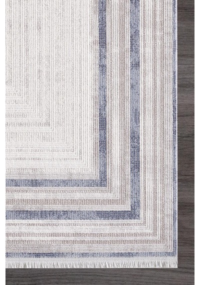 Artemis Halı Romantik 02432b Gri Mavi Çizgi Desenli Halı