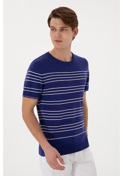 U.S. Polo Assn.  Erkek Slim Fit Bisiklet Yaka Açık Lacivert Tişört 50299396-VR059