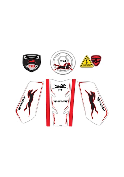 Tvs Raider Tank Pad Sticker Seti Beyaz Kırmızı Redlinegrafik