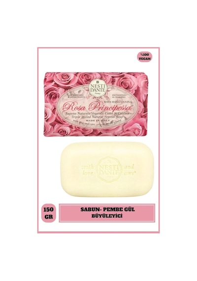 Nesti Dante Sabun Le Rose Principessa Pembe Gül Suyu ve Kokulu Nemlendirci Vegan Bakım 150 G