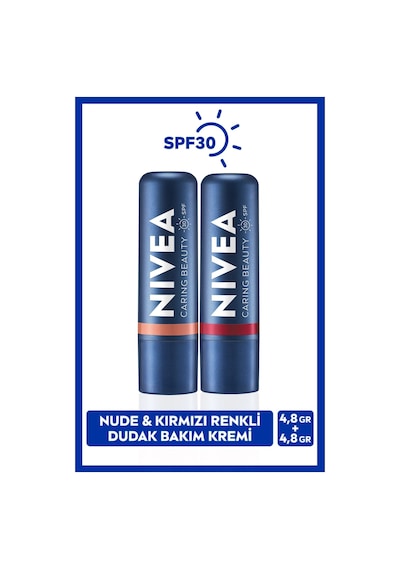 Nivea Kırmızı + Pembe Renkli Dudak Bakım Kremi SPF30 2'li