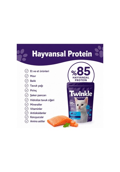 Yavru Kedi Maması 1 Kg - Balıklı Kedi Maması -%85 Hayvansal Protein - 4'ü 1 Arada - 0-12 Ay Yavru Kediler İçin