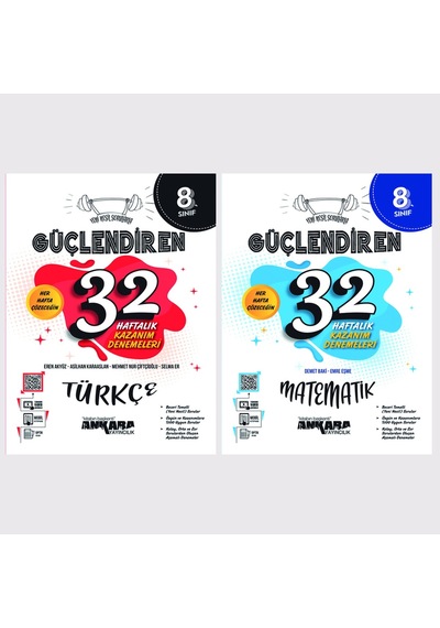 Ankara Yayınları 8. Sınıf Türkçe + Matematik 32 Haftalık Güçlendiren Kazanım Denemesi Seti