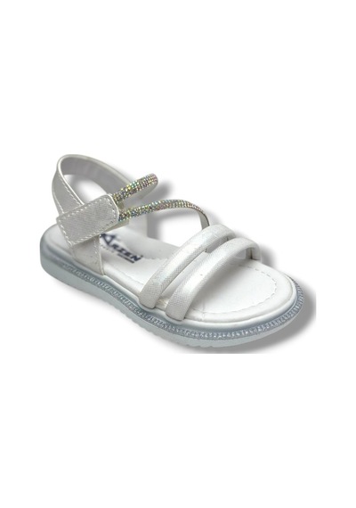 Arzen Bebe 221-26 Anatomik Taşlı Cırtlı Kız Çocuk Sandalet 31-36 Beyaz