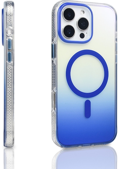 Apple Uyumlu iPhone 16 Pro Max Kılıf M-safe Şarj Özellikli Transparan Renk Geçişli Mkst Toros Kapak - Rose Pembe Pembe