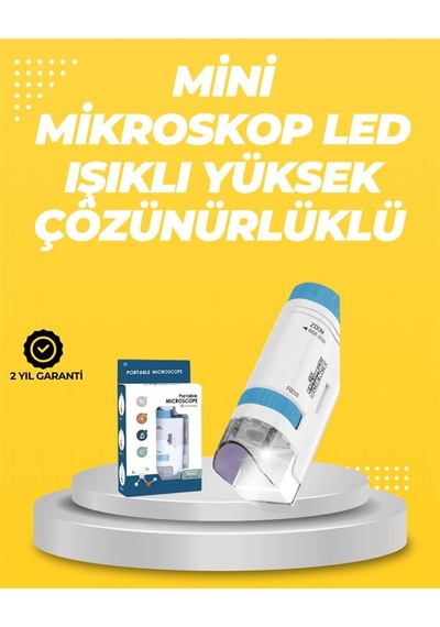 Taşınabilir Led Işıklı Cep Mikroskop - 80x-200x Büyütme Renkli