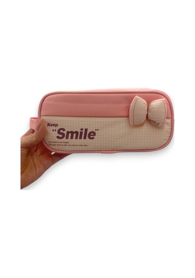Kalem Kutusu Fiyonk Smile Geniş Kapasiteli İki Bölmeli Kalemlik - Pembe