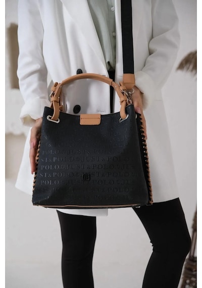 Just Polo Kadın Gofraj Kabartma Desenli Mıknatıslı Çıtçıt Kapama El Ve Omuz Çantası Mh4031mh Camel Siyah 52474285