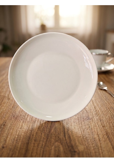 Tulu Porselen Marianna Semazen 21 Cm Pasta Tabağı Krem Sade Kırık Beyaz