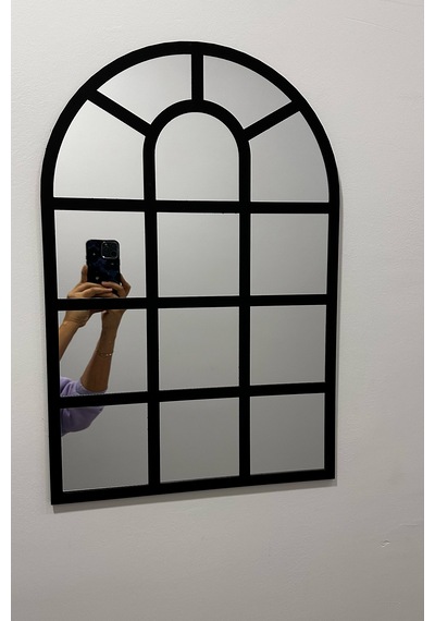 Pencere Ayna Siyah Renkli Mdf Üzeri Gümüş Aynalı Pleksi 40x60 Cm Siyah