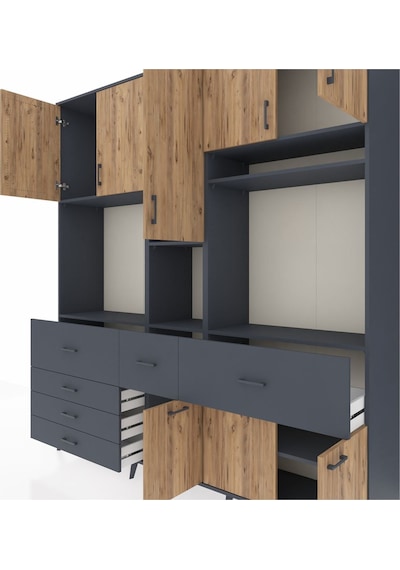 Hyperion Dolap 10 Raflı 6 Çekmeceli 8 Kapaklı 220x44x243 Antrasit-çam/antrasit Çok Renkli Hyperion Dolap 10 Raflı 6 Çekmeceli 8 Kapaklı 220x44x243 Antrasit-çam/antrasit Çok Renkli