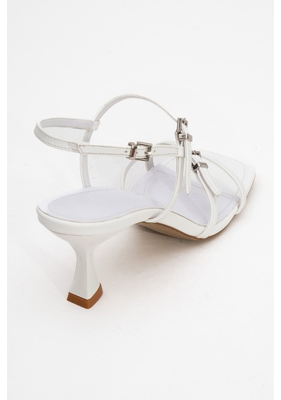 Luvishoes Luvi Shoes Nebel Beyaz Cilt Kadın Topuklu Ayakkabı Beyaz