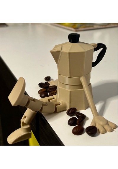 Moka Pot Kahve Demliği Figürlü Sarkan Bacaklı Mutfak Raf Süsü Biblo