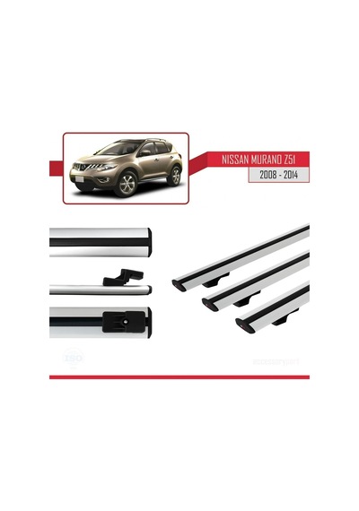 Nissan Murano Z51 2008-2014 Arası İle Uyumlu Basic Model Ara Atkı Tavan Barı Gri 3 Adet