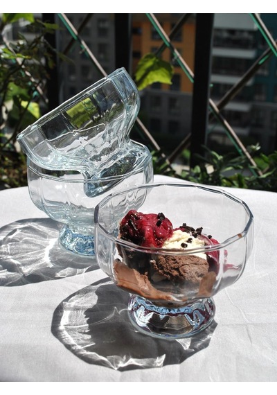 6'lı Cam Dondurma Kasesi Magnolya Puding Tatlı Çerezlik Ayaklı Kase Sunum Seti-225 Ml Jasmın 001 Siyah
