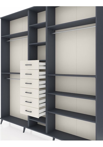Arges Dolap 10 Raflı 6 Çekmeceli 3 Askılı 220x30x243 Antrasit-antrasit/aytaşı Antrasıt/aytası Arges Dolap 10 Raflı 6 Çekmeceli 3 Askılı 220x30x243 Antrasit-antrasit/aytaşı Antrasıt/aytası
