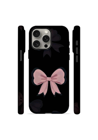 Velvoria Valestra Midnight Pink Bow Apple iPhone Uyumlu 15 Pro Darbe Korumalı Kılıf Valestra Select - Midnight Pink Bow