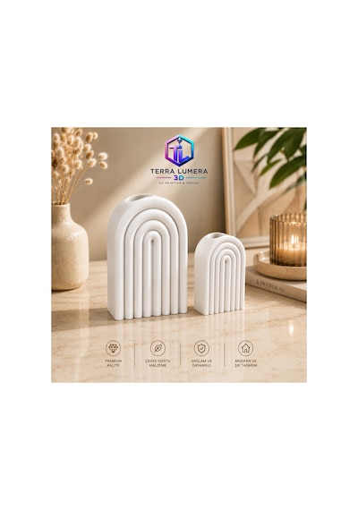 Modern Dekoratif Vazo 3d Print Beyaz