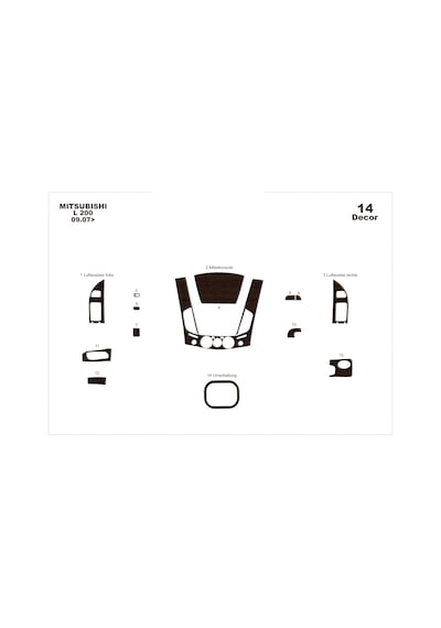 Mitsubishi L200 4x2 Torpido Kaplama 2007 14 Parça Koyu Meşe