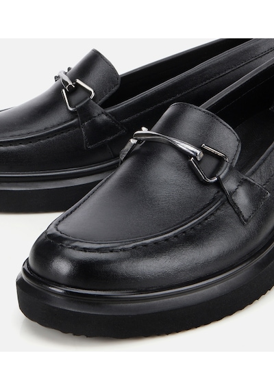 Hotiç Kadın Deri Siyah Tokalı Dolgu Topuklu Klasik Loafer 01ayh314460a100 01ayh314460a100 Siyah