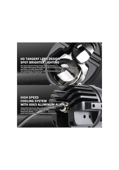 2 Adet Motosiklet Atv Utv Scooter Led Sis Farı Metal Kasa Yüksek Güçlü Delici Beyaz Sarı Çift Renk