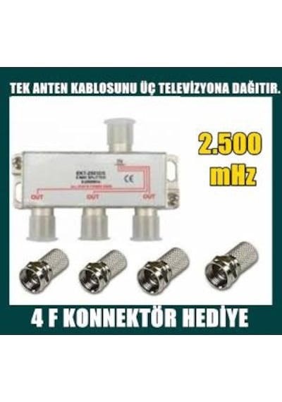 1 Giriş 3 Çıkış Kablo Tv Uydu Anten Çoklayıcı Splitter 3'lü