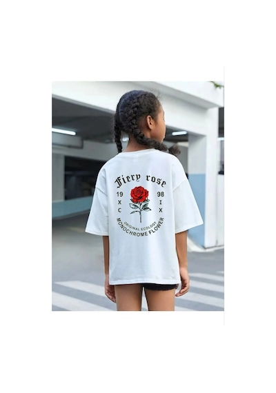 Primemağazam Çocuk Unisex Baskılı T-shirt - Beyaz Çeşitli