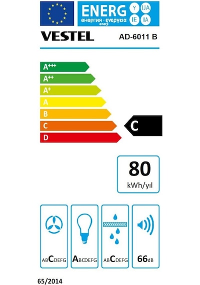 Vestel AD-6011 B Ankastre Duvar Tipi 60 CM Davlumbaz