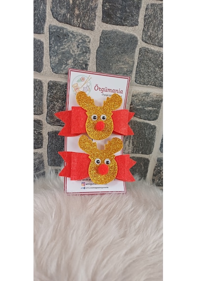 Geyik Yılbaşı Tokası- Çıtçıtlı Toka Kırmızı