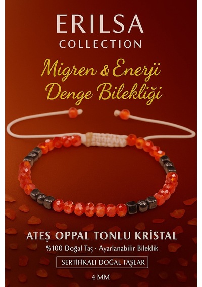 Sertifikalı Migren Ve   Bilekliği Ateş Opal Tonlu Kr Çok Renkli