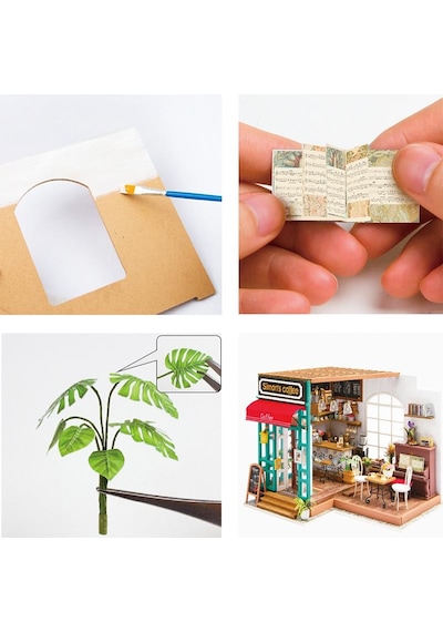Rolife Dg109 Simon'ın Kahve Dükkanı Simon's Coffee Dıy Minyatür Maket Model Set Miniature Dollhouse 3d Model Kit Detaylı Dekoratif Hobi Seti 3d Puzzle Tiny House