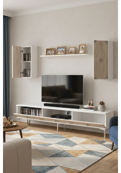 Tvr1897bts - Alfa Tvr180 Tv Ünitesi Takım , Tv Sehpası Beyaz - Traverten - Sılver 180cm Tvr1897bts - Alfa Tvr180 Tv Ünitesi Takım , Tv Sehpası Beyaz - Traverten - Sılver 180cm