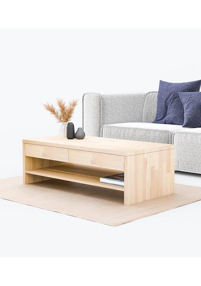 Masif Ağaç Çekmeceli Ve Raflı Orta Sehpa 120 X 60 Naturel Ahşap Masif Ağaç Çekmeceli Ve Raflı Orta Sehpa 120 X 60 Naturel Ahşap