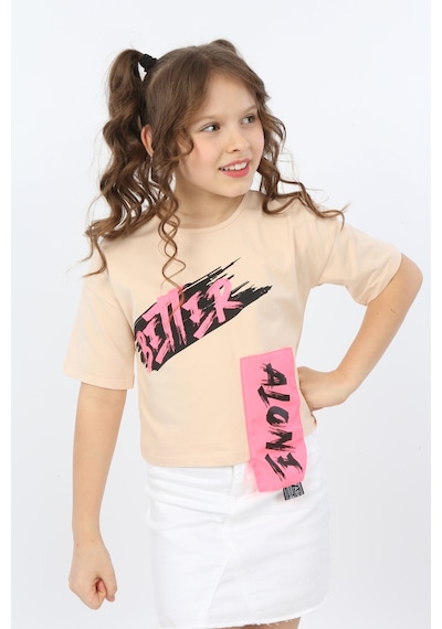 Toontoy Kids Toontoy Kız Çocuk Better Baskılı Tişört Bej