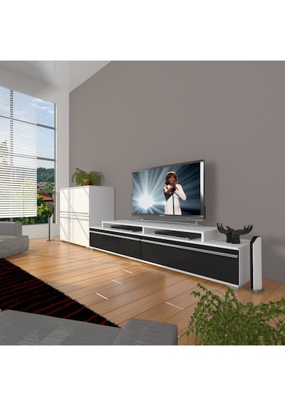Decoraktiv Ekoflex On Mdf Tv Ünitesi Tv Sehpası Beyaz - Siyah
