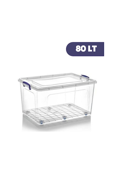 Tekerlekli Kilitli Saklama Kutusu 80 Litre Tekerlekli Saklama Kabı Beyaz