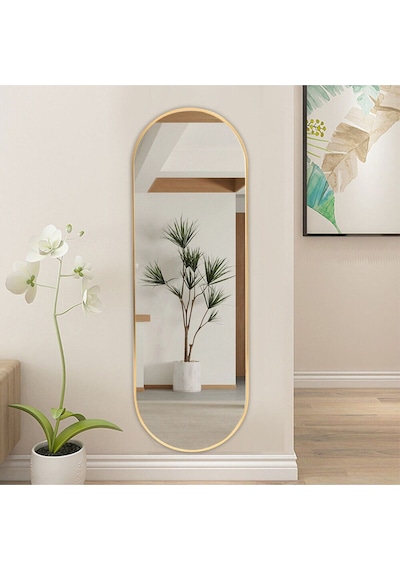 Model Alfa Dekoratif Ayna Boy Aynası Mdf 180cm X 62 Cm Elips Ayna Gold