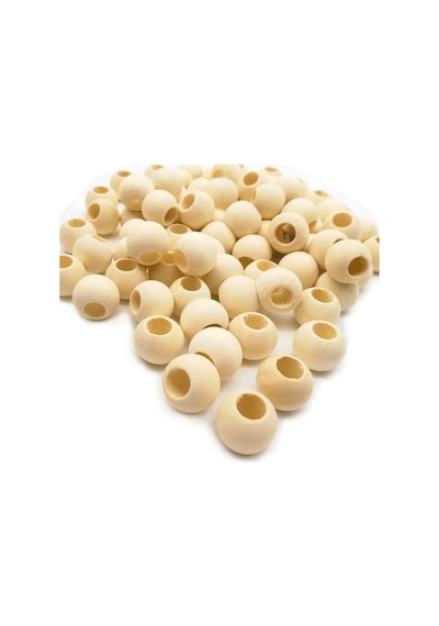 100 Gr 100 Adet Ahşap Boncuk 15 Mm Çap X 10 Mm Delik Doğal Yuvarlak Ahşap Makrome El İşi Çanta