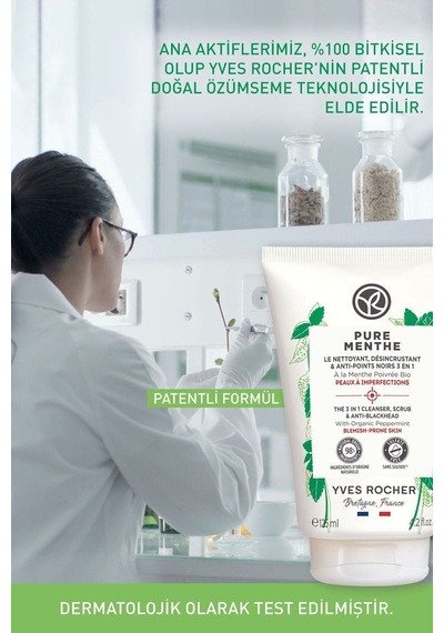Yves Rocher Akneye Eğilimli Ciltler Için Pure Menthe Peeling Etkili Prebiyotik Yüz Yıkama Jeli-125 Ml