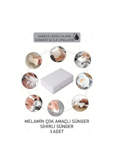 Mucit Home 3 Adet Melamin Sünger, Çizik Giderici Sünger, Duvar Temizleme Süngeri, Silgi Sünger, Sihi