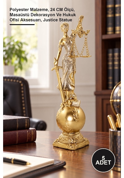 5 Adet Adalet Biblosu Polyester Malzeme, 24 Cm Ölçü, Masaüstü Dekorasyon Ve Hukuk Ofisi Aksesuarı, Justice Statue