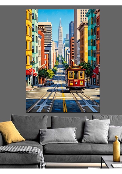 Ahşap Tablo San Francisco Tramvay Manzara