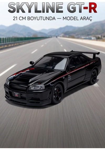 Hobbiez Lisanslı Nissan Skyline Gt-r Model Diecast Car 1/24 Ölçek Metal Standlı Araç