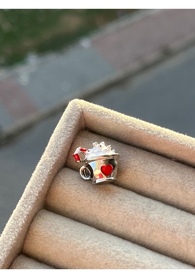 Yılbaşı Kahve Kupası Charm Gümüş Kaplama