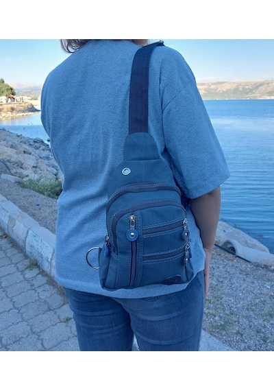 Fiyra bb1 Gri Renk Krinkıl Kumaş Beş Bölmeli  Body Bag Bayan Çant