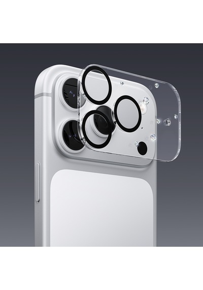 Apple Uyumlu   iPhone 17 Pro Pynana Diamond Sky Serisi Taşlı Kamera Lens Koruyucu Şeffaf