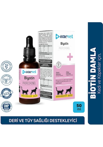 Onevet Biotin Kedi Ve Köpekler İçin Tüy Dökülmesini Önleyici Damla 50 Ml