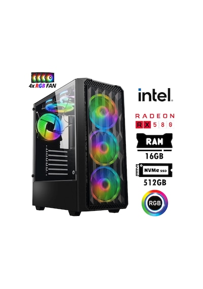 Xaser Nano X20 i3-13100F 16 GB 512 GB M.2 NVMe SSD 8 GB RX580 Free Dos Masaüstü Oyuncu Bilgisayarı